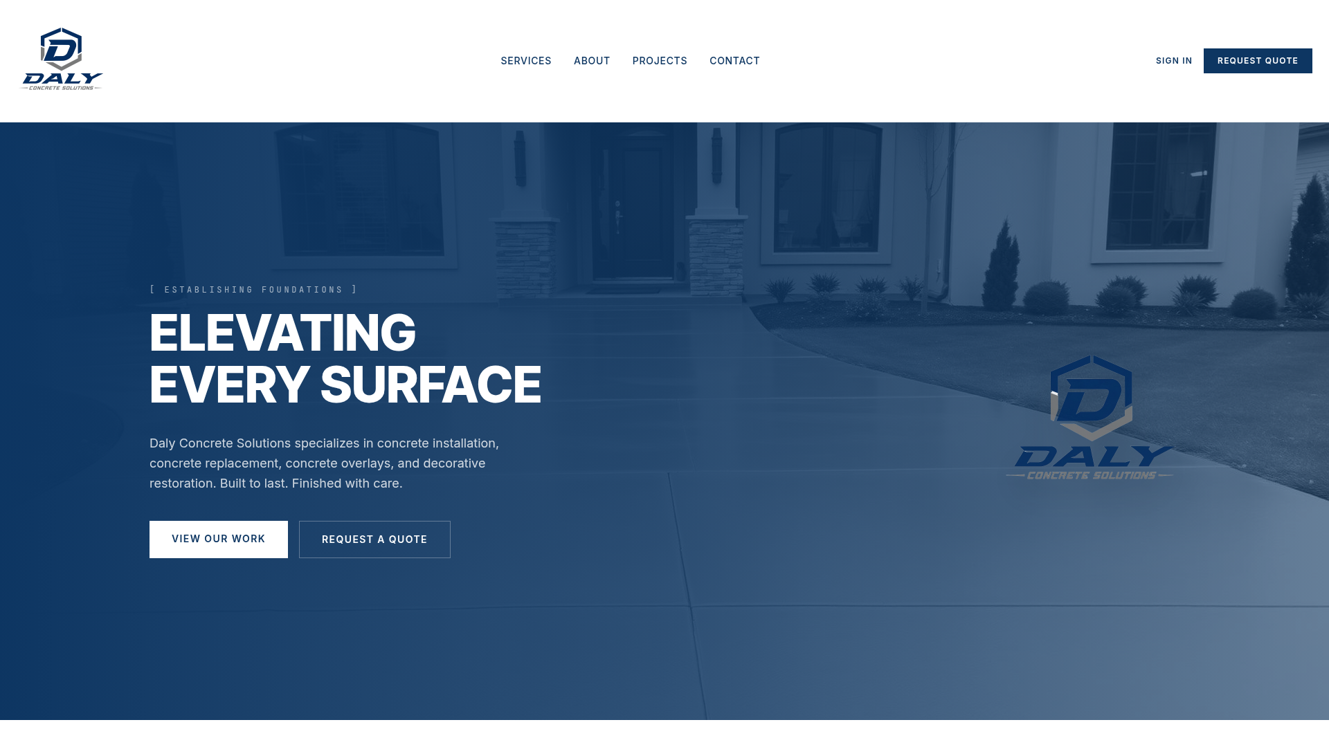 Live Daly Concrete Solutions website preview